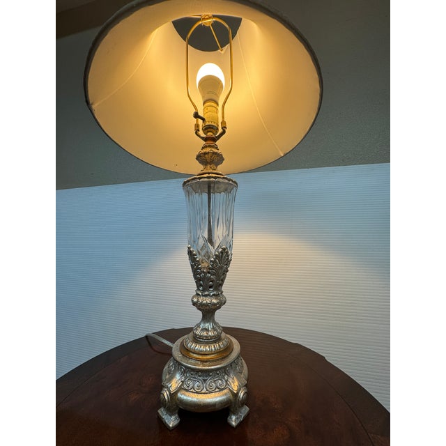 Glass Neoclassical Currey & Company Cut Glass Table Lamp For Sale - Image 7 of 12