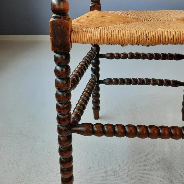 Dutch Bobbin Chair with Rush Seat, 1930s For Sale - Image 9 of 10