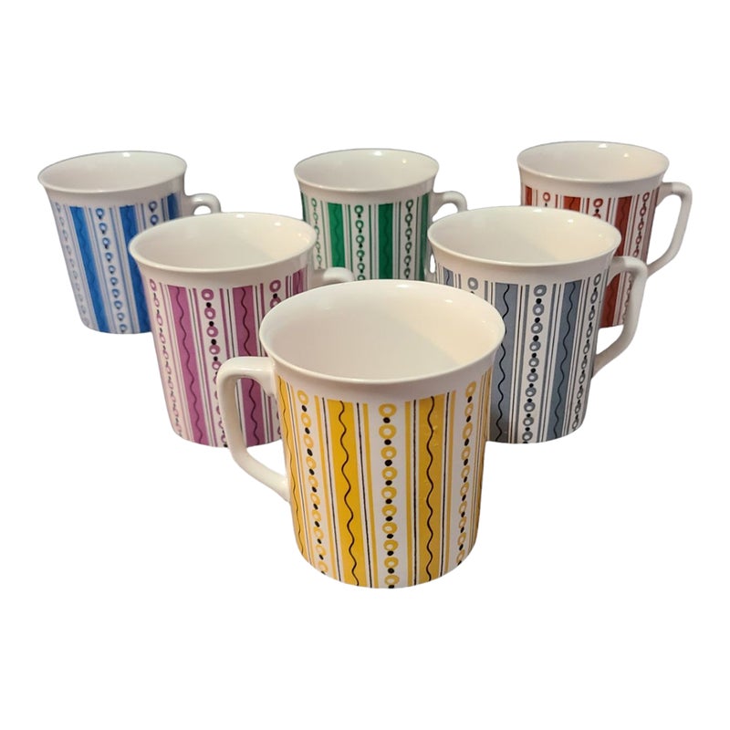 Mid-century Modern Multi Color Villeroy & Boch Hot Coco Mugs- Set Of 6
