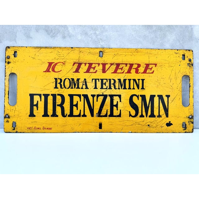 Vintage Italian Double-Sided Metal Train Route Sign: Roma Termini to Firenze SMN, 1970s For Sale - Image 17 of 17