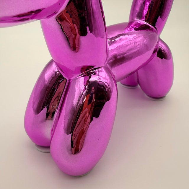 Contemporary Metallic Fuchsia Ceramic Balloon Dog Figurine For Sale - Image 3 of 6