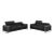 Giorgio Black Italian Leather 2-Piece Sofa Set For Sale