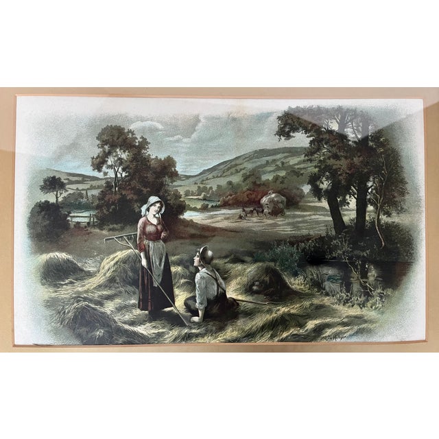 Eva Hollyer, British Painter and Illustrator, 1865-1948. Print of couple resting in the countryside. Muted peaceful tones...