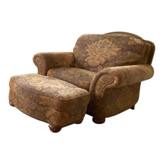 Ethan Allen Whitney Chair and Ottoman Set- 2 Pieces For Sale