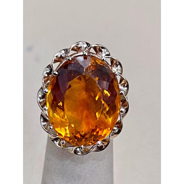 32 Carat Natural Oval Citrine Cocktail Ring in 14 Karat Yellow Gold, Estate For Sale - Image 12 of 18