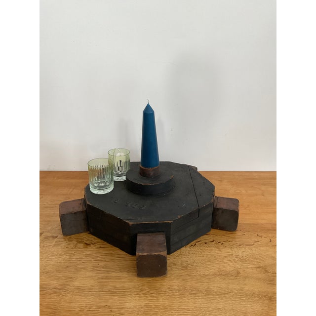 Early 20th Century Large Industrial Wooden Factory Mold With Blackened Patina For Sale - Image 9 of 10