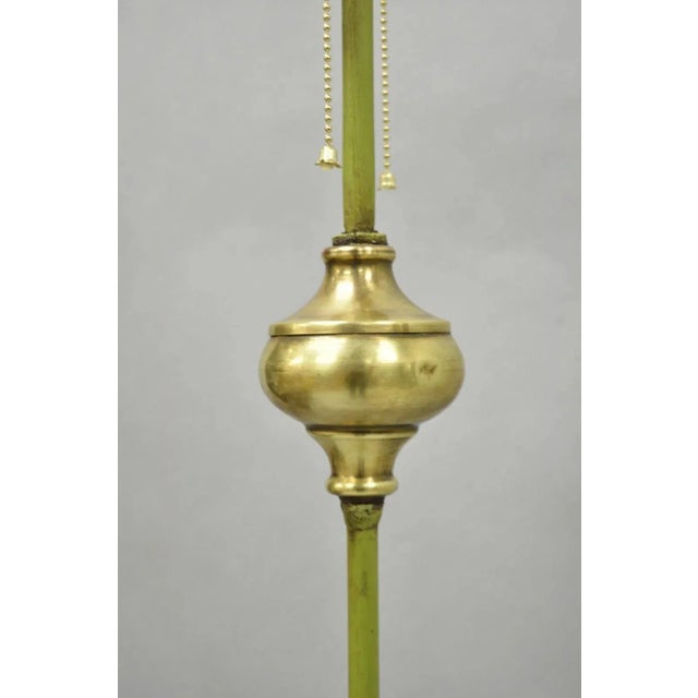 Late 19th Century Antique Spanish Renaissance Gothic Green Iron & Brass Tripod Pole Floor Lamp For Sale - Image 5 of 14