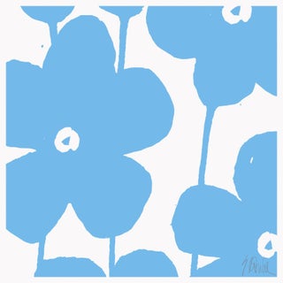 Fabulous Flowers in Summer Blue No. 2 Fine Art Print 46" X 46" by Liz Roache For Sale
