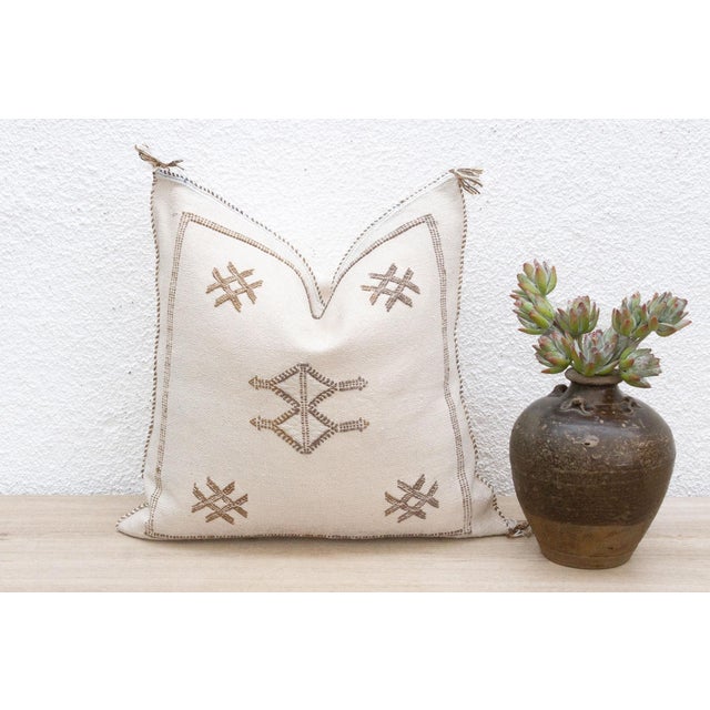 Linen Salt & Sand Silk Rug Pillow For Sale - Image 8 of 8