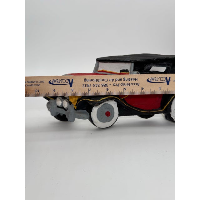 1980s Vintage Big Arrow Company Antique Cast Iron Red Car Doorstop For Sale - Image 5 of 6