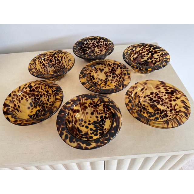 Late 20th Century Vintage Tortoise Shell Motif/Leopard Hand-Blown Glass Bowl For Sale - Image 5 of 9