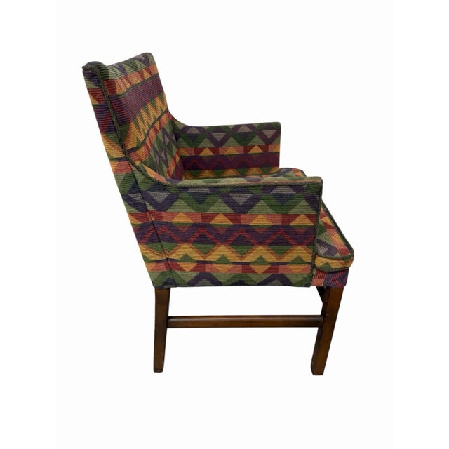 1990s Vintage Dunbar Style Geometric Upholstered Dining Chairs - Set of 6 For Sale - Image 5 of 9