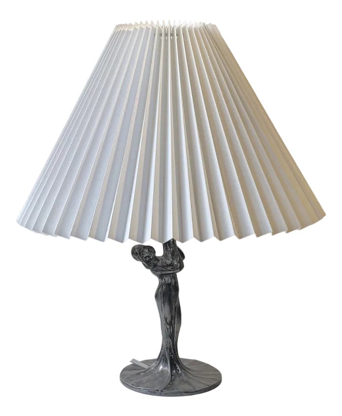 Art Deco French Table Lamp in Pewter, 1930s | Chairish