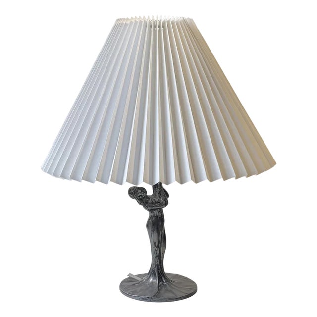 Art Deco French Table Lamp in Pewter, 1930s For Sale