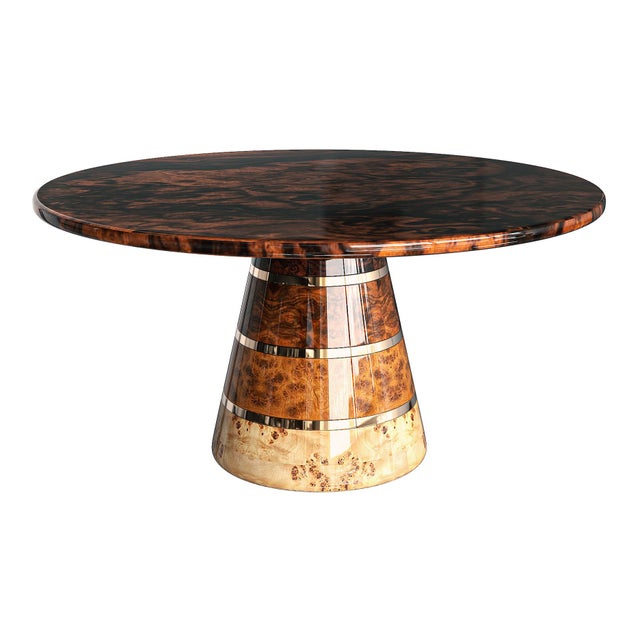 "Goodwood" Round Table with Unique Woods and Bronze Details, Handmade Bizimyer Furniture. Unmatched. Unrivalled. Designed...