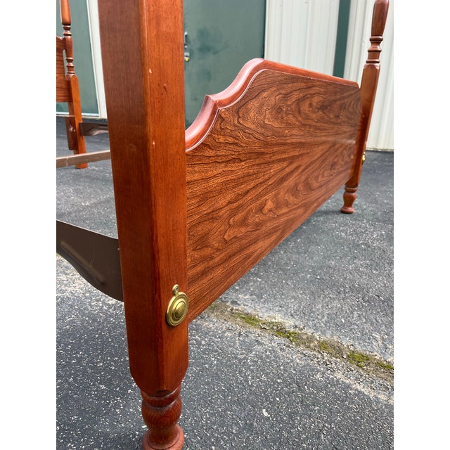 Wood Queen SIze Broyhill Cherry Four Poster Bed Frame For Sale - Image 7 of 12