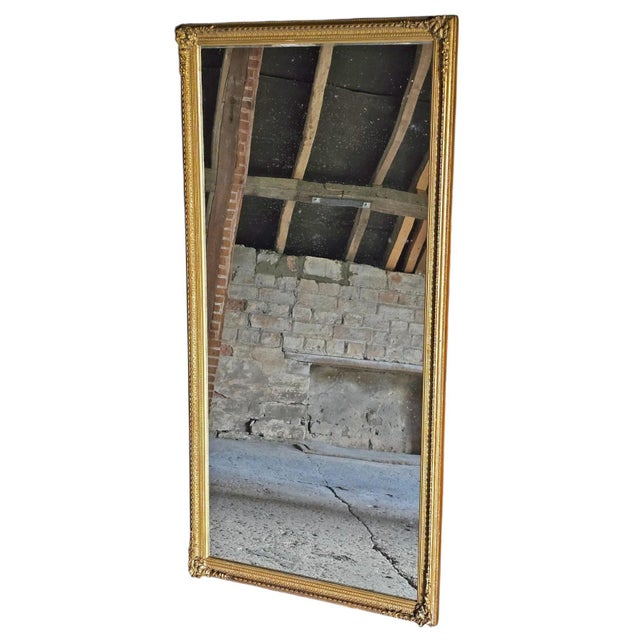 Glass Antique Gilt Full-Length Floor Dressing Mirror, 1910 For Sale - Image 7 of 7