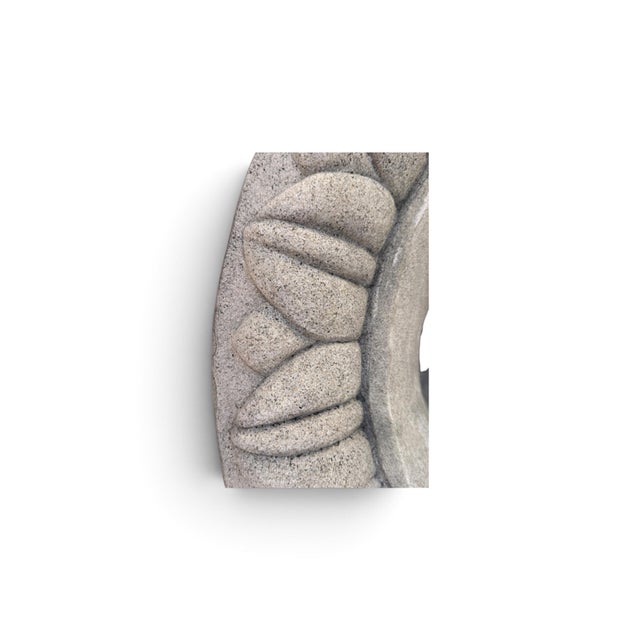 Stone Gray Vintage Neoclassical Cast Stone Lion Head Garden Planters For Sale - Image 8 of 9