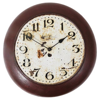 Antique Public Iron Wall Clock with Hand-Painted Dial, 1920s For Sale