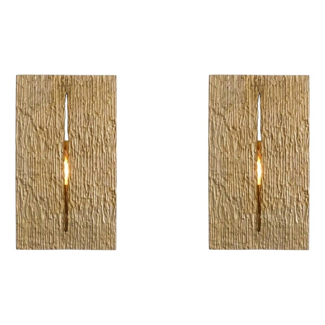 Polished Brass and Metal Wall Lamps, Set of 2 For Sale