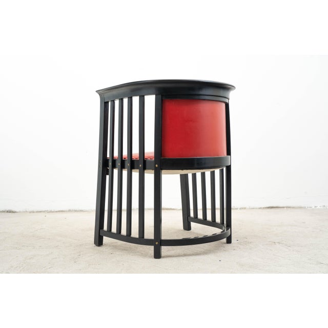 Vintage Armchair in Black-Finished Beech and Red Leather by Josef Hoffmann for Jacob & Josef Kohn For Sale - Image 5 of 18