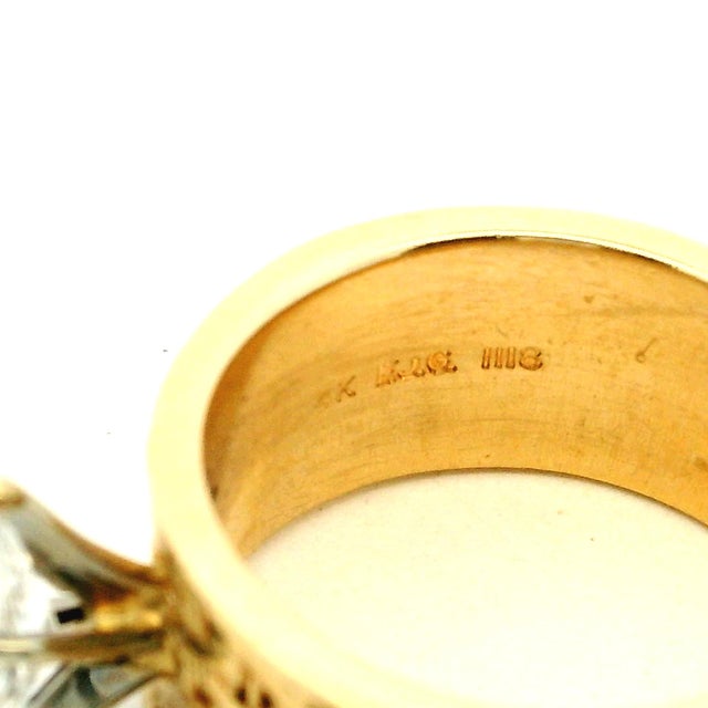 1970s FJG 14k Gold Basket-Weave Ring With Marquise Diamond, Size 5 For Sale - Image 11 of 14