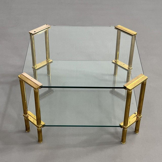 70s coffee table in brass and glass
