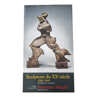 Original Unique Forms of Continuity in Space Maeght Poster by Umberto Boccioni, 1981 For Sale
