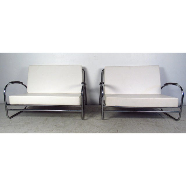 Mid-Century Modern Vintage Modern Oversized Lounge Chairs by Royal Metal - a Pair For Sale - Image 3 of 12
