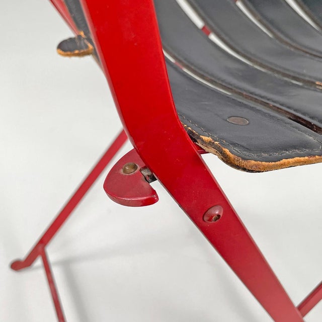 Modern Italian Red Black Celestina Folding Chair by Marco Zanuso for Zanotta, 1970s For Sale - Image 13 of 18