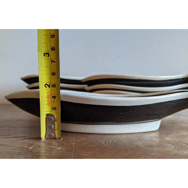 Black Vintage Color Blocked Swiss Ceramic Fish Snack Plates or Wall Art - Set of 7, Made in Switzerland For Sale - Image 8 of 12