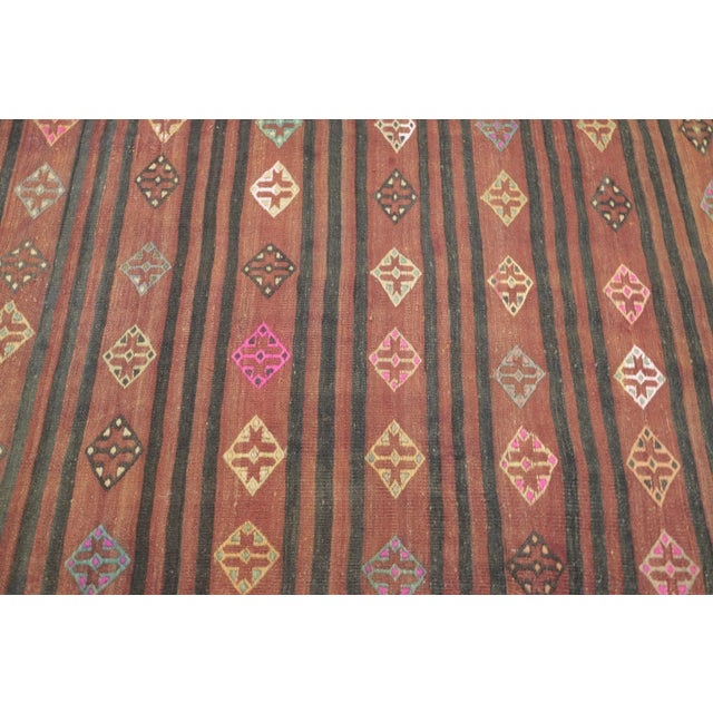 1950s Turkish Red Striped Kilim Rug For Sale - Image 11 of 13