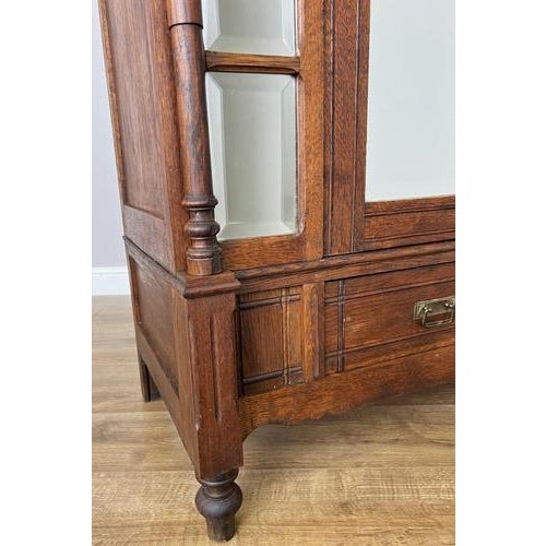 Antique French Style Oak Wardrobe with Mirrored Door For Sale - Image 12 of 18