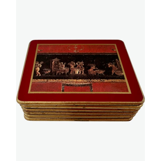 Wood Vintage Set 6 Asprey London Lady Clare Neoclassical Wood Bar Coasters For Sale - Image 7 of 11
