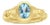 Oval Blue Topaz Solitaire Ring 14k Yellow Gold, Size 6 For Sale
