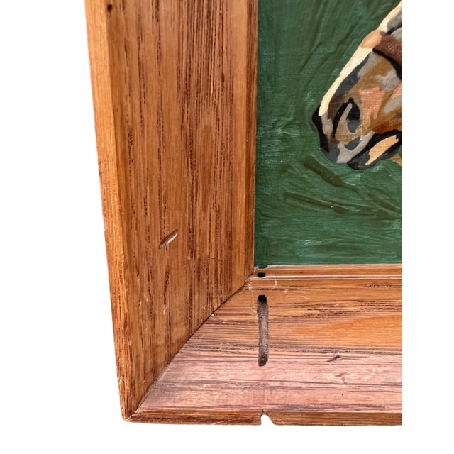 Pair of Vintage Equestrian Horse Portrait Oil Paintings in Rustic Wood Frames For Sale In Los Angeles - Image 6 of 7