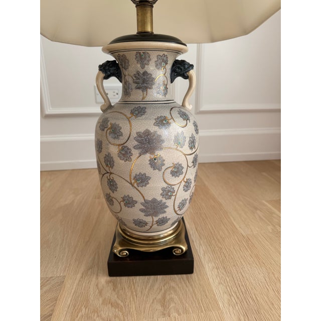 Wood Pair of Frederick Cooper Hand-Painted Porcelain Ginger Jar Table Lamps, C. 1970s For Sale - Image 7 of 10