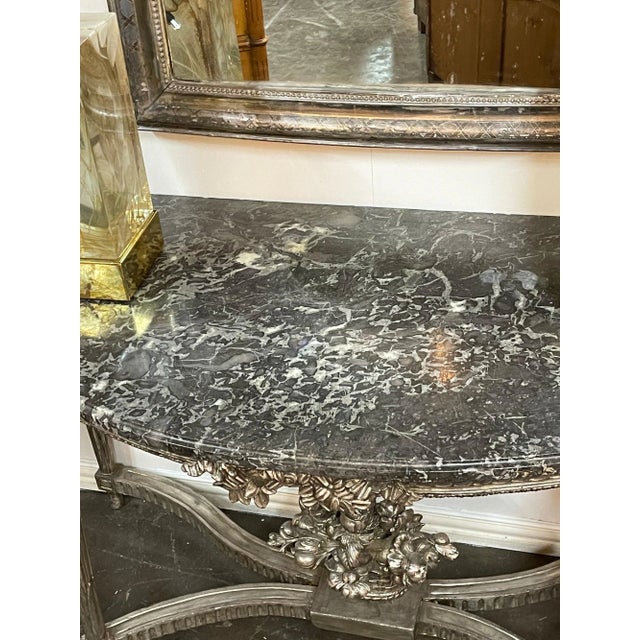Antique French Louis XVI Silver Gilt Console For Sale - Image 4 of 7
