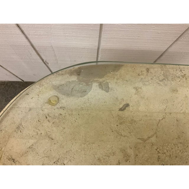 Wood 1990s Tessellated Fossil Stone, Split Pencil Reed Side Table Maitland Smith Style For Sale - Image 7 of 11