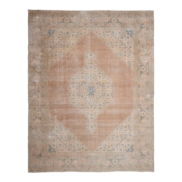 1970s Vintage Persian Handknotted Wool Orange Oversize Area Rug For Sale