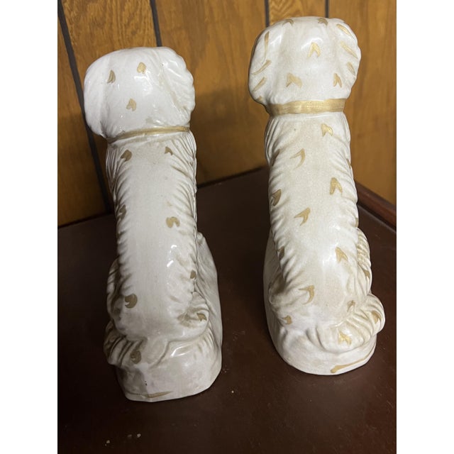 Victorian One Pair of Antique Staffordshire Dogs With Children For Sale - Image 3 of 8