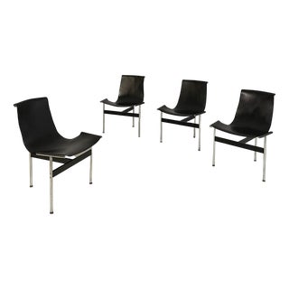 Italian Modern Leather T Chairs attributed to Katavolos, Littell and Kelley for ICF, 1960s, Set of 4 For Sale