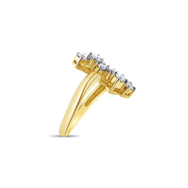 Contemporary Vertical Diamond Cocktail Ring .75cttw 14k Yellow Gold, Size 3 For Sale - Image 3 of 3