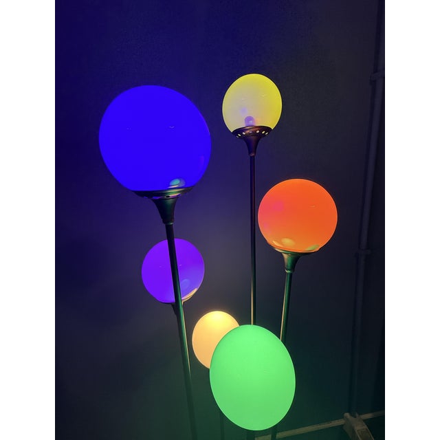 Metal Vintage Sapling Floor Lamp in Opaline Glass and Brass, 1960s For Sale - Image 7 of 10