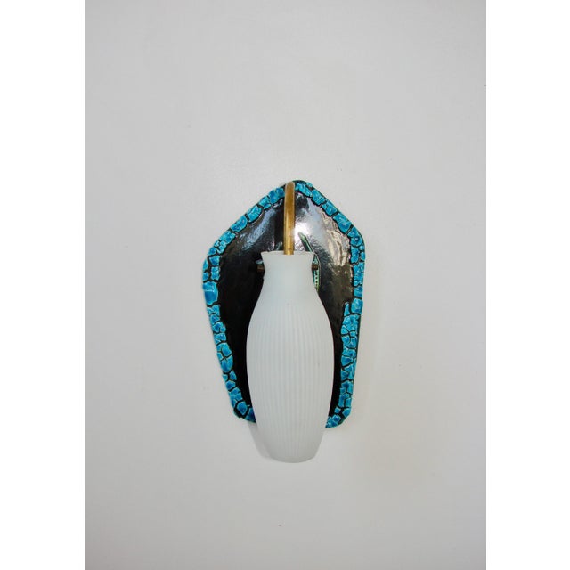 Wall Lamp in Ceramic, Brass, and Glass 1960s, in Very Good conditions. Designed 1960 to 1969 European Plug (up to...