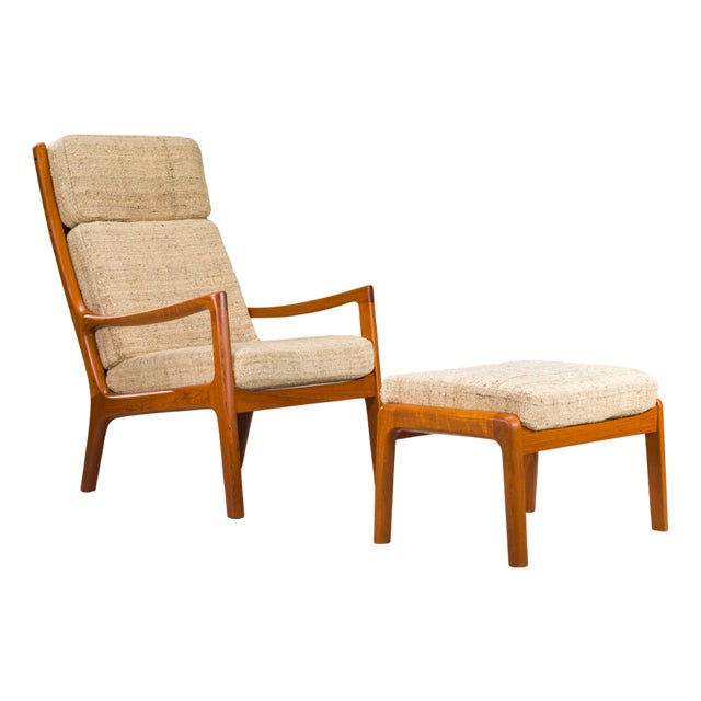 Set of Senator Highback Armchair & Ottoman in Teak by Ole Wanscher for Poul Jeppesen Collectors, Cado, 1960s For Sale