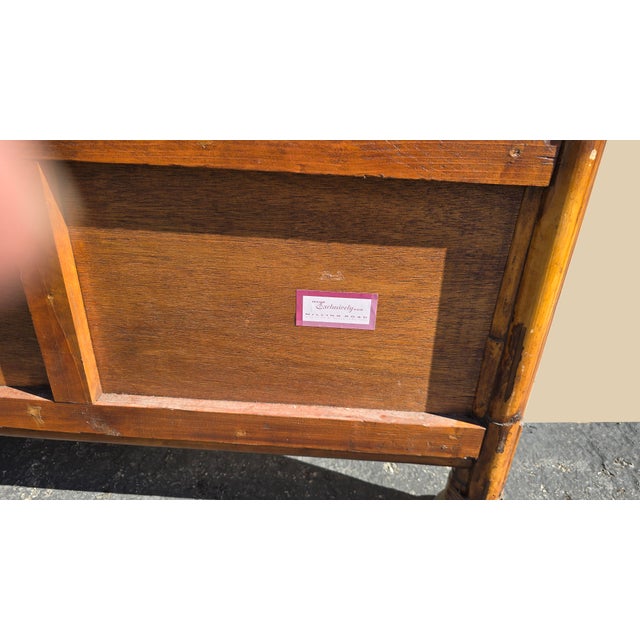 Vintage Baker Furniture Bamboo Coastal King Bed Frame Headboard Black Lacquer For Sale - Image 12 of 17
