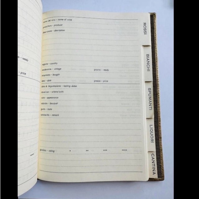 Animal Skin Vintage 90s Fendi Vini Wine Tasting Notes Journal Gold Notebook Ostrich Leather For Sale - Image 7 of 12