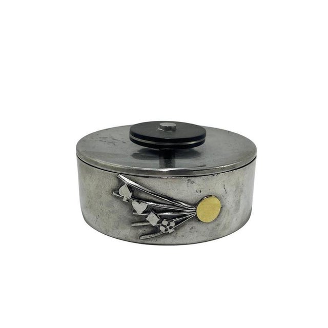 Plastic Art Deco Pewter Box with Playing Card Motif from GAB, Sweden, 1930s For Sale - Image 7 of 7