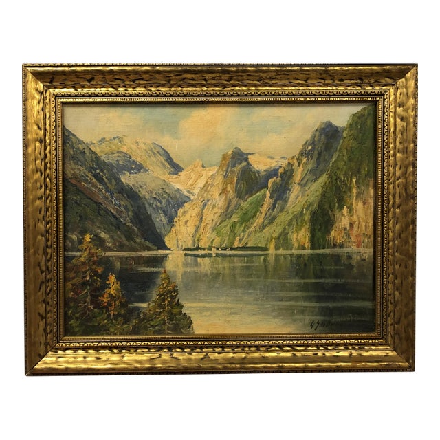 Late 19th Century Majestic Oil on Board Signed on the Bottom, Framed For Sale